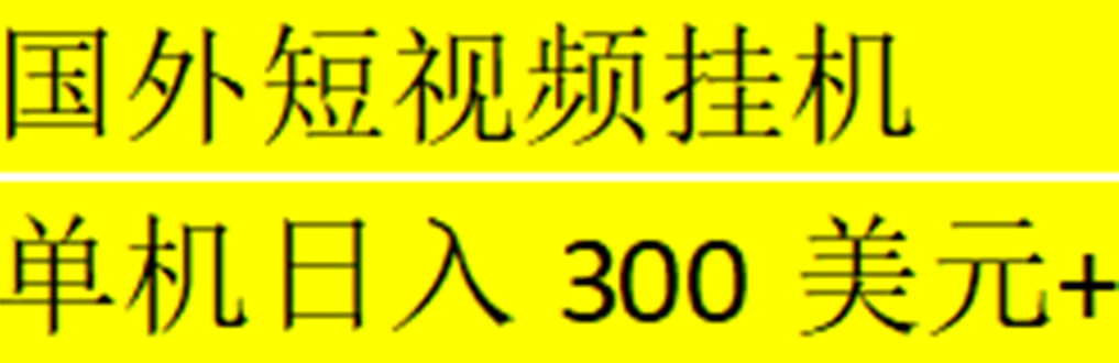 海外暴力短视频挂机全自动撸美金 单机日入300美元+【脚本免费+一对一指导】-氕氕