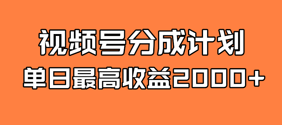 全新蓝海 视频号掘金计划 日入2000+-氕氕