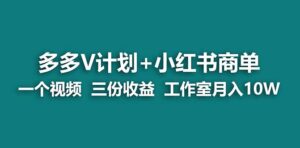 【蓝海项目】多多v计划+小红书商单 一个视频三份收益 工作室月入10w-氕氕