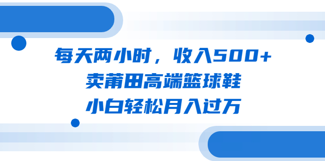 每天两小时，收入500+，卖莆田高端篮球鞋，小白轻松月入过万（教程+素材）.-氕氕