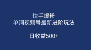 快手爆粉，单词视频号最新进阶玩法，日收益500+（教程+素材）-氕氕