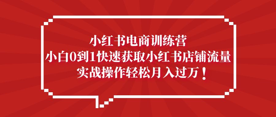 小红书电商训练营，小白0到1快速获取小红书店铺流量，实战操作月入过万-氕氕