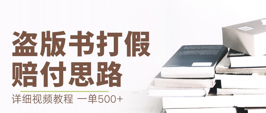 最新盗版书赔付打假项目，一单利润500+【详细玩法视频教程】-氕氕