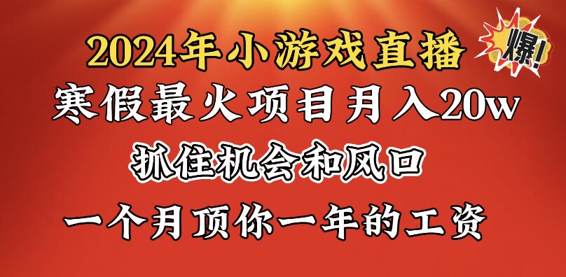 2024年寒假爆火项目,小游戏直播月入20w+,学会了之后你将翻身-氕氕