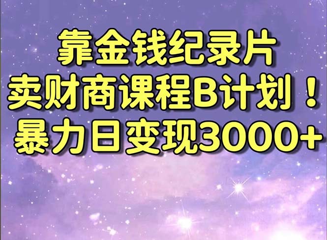 靠金钱纪录片卖财商课程B计划!暴力日变现3000+,喂饭式干货教程!-氕氕