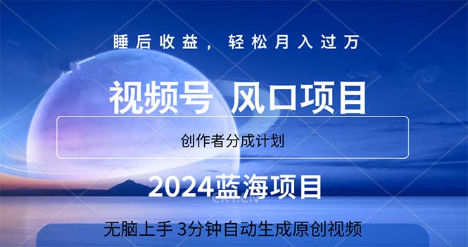 2024蓝海项目，3分钟自动生成视频，月入过万-氕氕