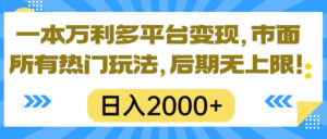 （10311期）一本万利多平台变现，市面所有热门玩法，日入2000+，后期无上限！-氕氕