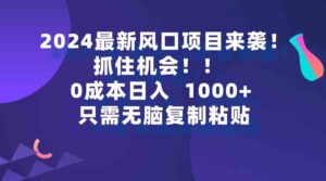 （9899期）2024最新风口项目来袭，抓住机会，0成本一部手机日入1000+，只需无脑复…-氕氕