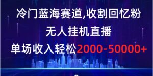 冷门蓝海赛道，收割回忆粉，无人挂机直播，单场收入轻松2000-5w+-氕氕