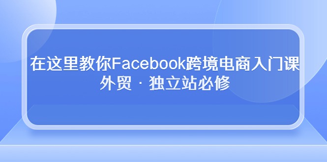 在这里教你Facebook跨境电商入门课,外贸·独立站必修(19节课)-氕氕
