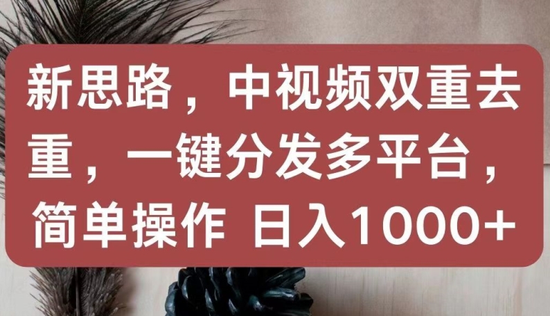 新思路,中视频双重去重,一键分发多平台,简单操作,日入1000+-氕氕