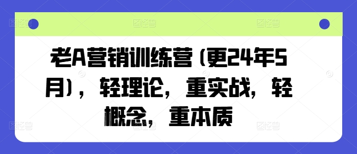 老A营销训练营(更24年5月)，轻理论，重实战，轻概念，重本质-氕氕
