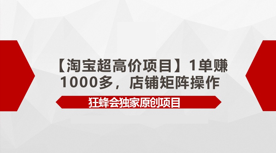 【淘宝超高价项目】1单赚1000多,店铺矩阵操作-氕氕