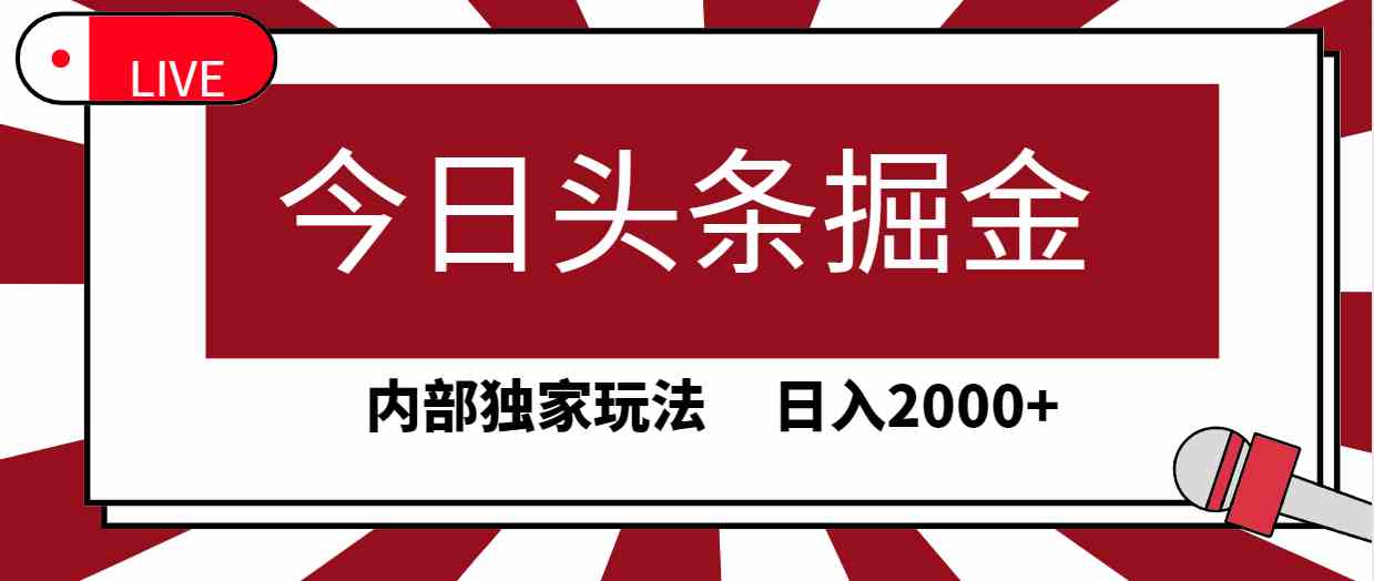 （9832期）今日头条掘金，30秒一篇文章，内部独家玩法，日入2000+-氕氕