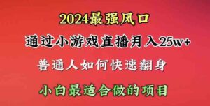 （10020期）2024年最强风口，通过小游戏直播月入25w+单日收益5000+小白最适合做的项目-氕氕