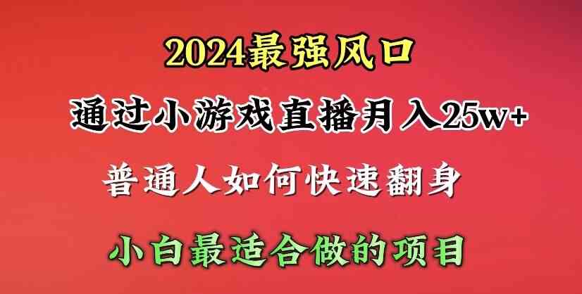 （10020期）2024年最强风口，通过小游戏直播月入25w+单日收益5000+小白最适合做的项目-氕氕